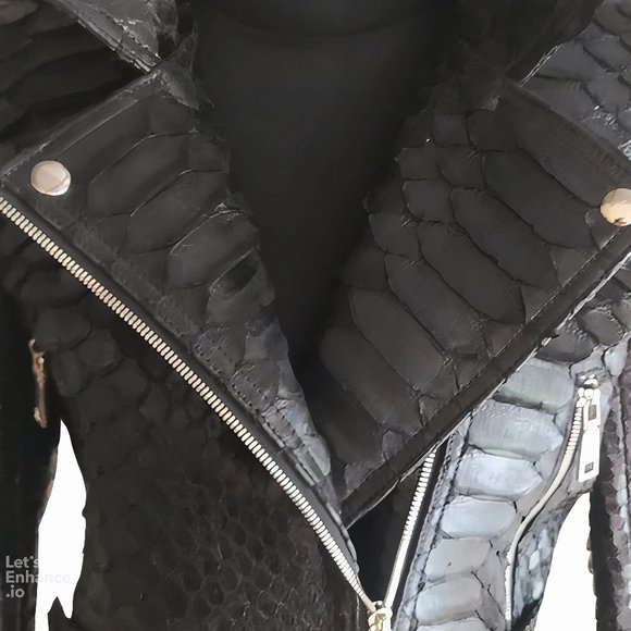 Black Snakeskin Women Motorcycle Jacket - Picture 5 of 8